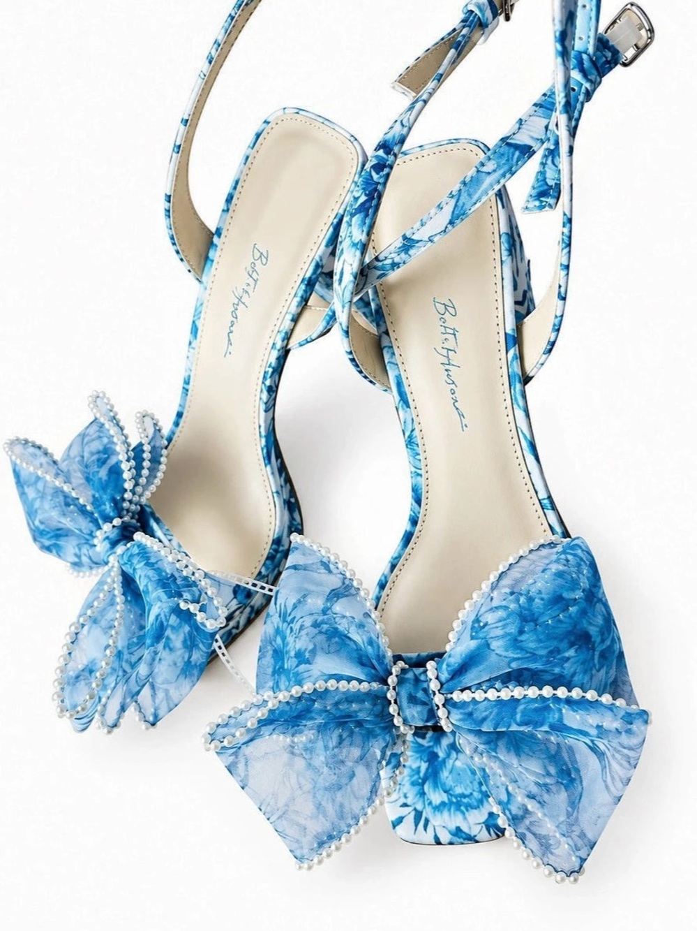 Betsey Johnson Duke Floral Print Oversized Bow Platform Dress Sandals Bow